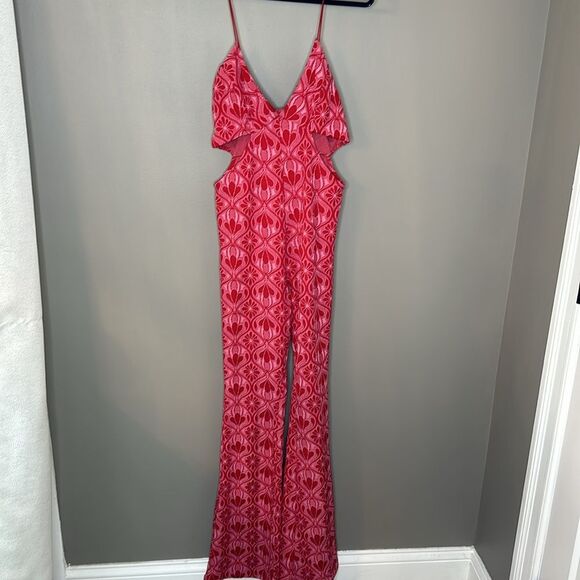 ZARA CUT OUT JACQUARD KNIT JUMPSUIT JACQUARD RED bloggers favorite size M - Picture 9 of 12